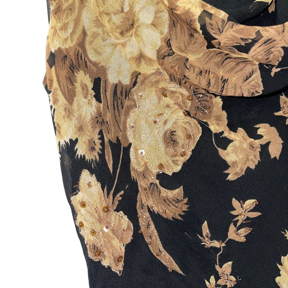 Connected Petite Black Sleeveless Floral Embellished High Low Hem Dress Sz S - Picture 3 of 7